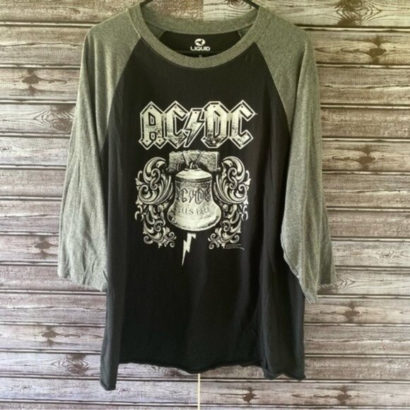 Liquid Blue Other - Liquid Blue Men's AC/DC Baseball Style 3/4-Length Sleeve‎ Shirt Size XL